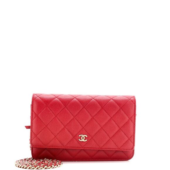 Chanel Wallet on Chain Quilted Caviar Red - Picture 1 of 8